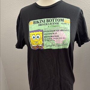 SpongeBob SquarePants Black Short Sleeve Tee Bikini Bottom ID Design